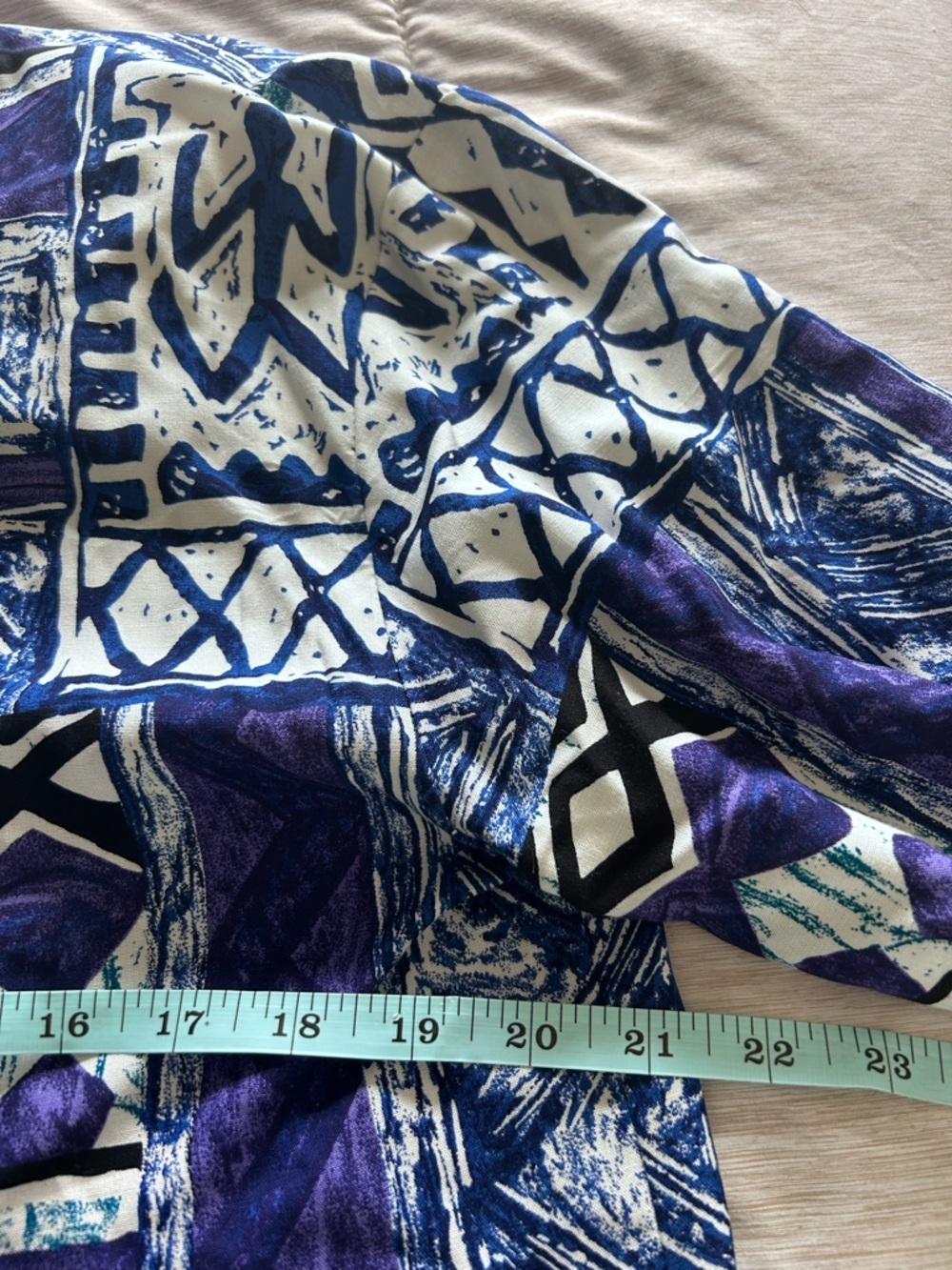 Kathie Lee Vintage 80s 90s Retro Blue Purple White Short-Sleeve Button-Up Shirt - Picture 7 of 8